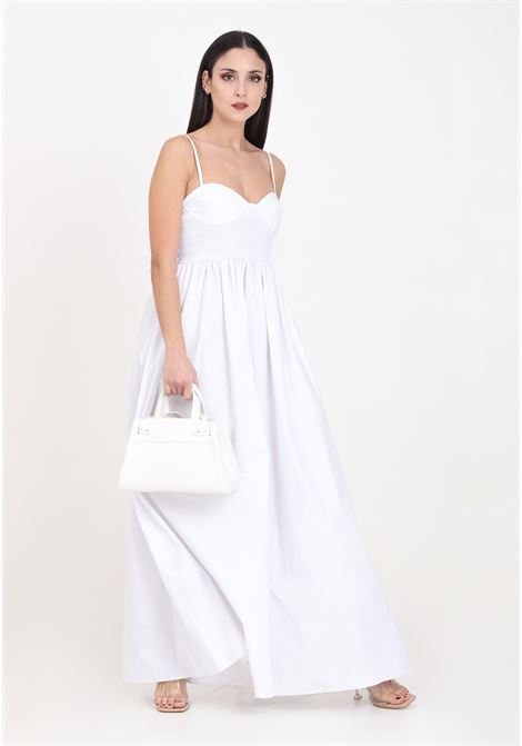 Long white women's dress with gathered bodice GLAMOROUS | CK7461WHITE