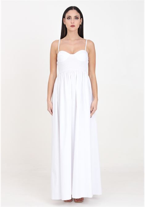 Long white women's dress with gathered bodice GLAMOROUS | CK7461WHITE