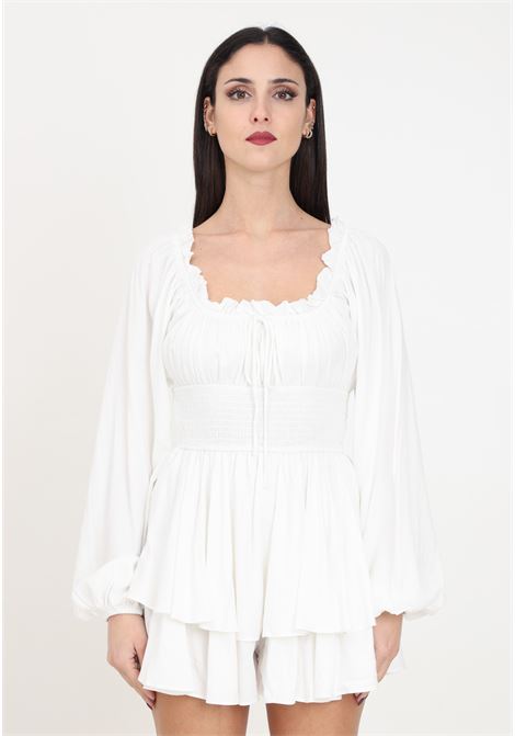 White women's playsuit with ruffles GLAMOROUS | CK7476OFF WHITE