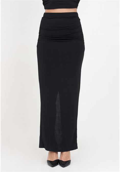 Long black women's skirt with draped effect GLAMOROUS | GS0568BLACK