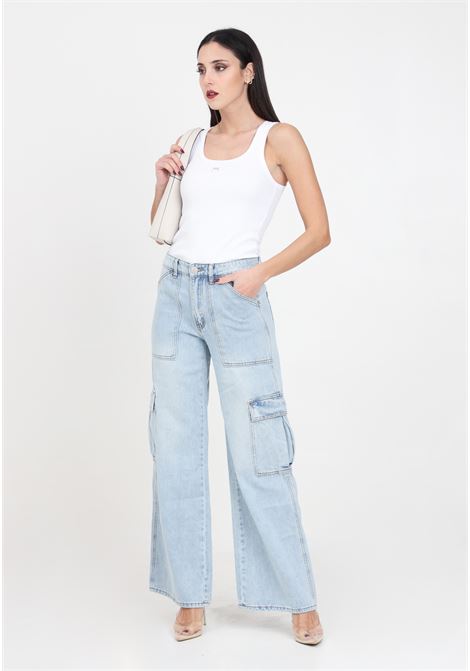 Women's cargo style light stonewash denim jeans GLAMOROUS | HC0035LIGHT STONEWASH