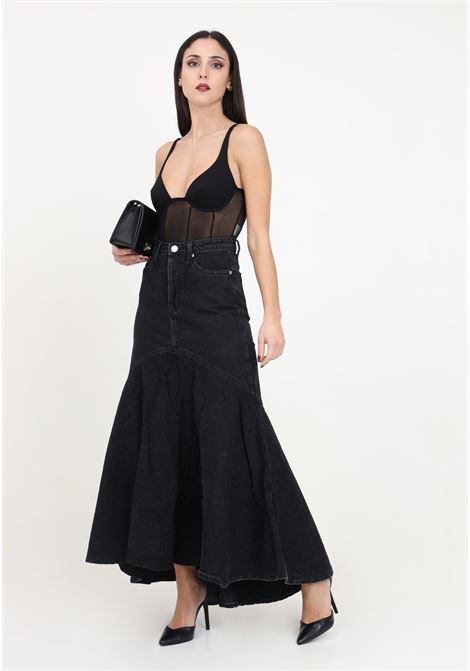 Washed black women's long bell-shaped skirt GLAMOROUS | HC0294WASHED BLACK