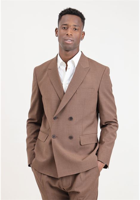 Elegant brown double-breasted men's jacket GOLDEN CRAFT | Blazer | GC1GSS246617M074