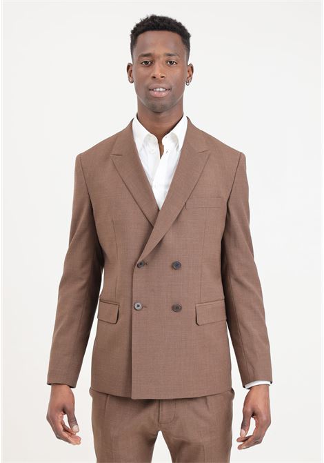 Elegant brown double-breasted men's jacket GOLDEN CRAFT | GC1GSS246617M074