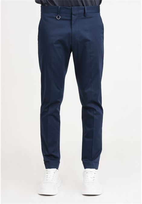 Pantaloni da uomo blu notte con anello decorativo sul davanti GOLDEN CRAFT | Pantaloni | GC1PSS246650E016