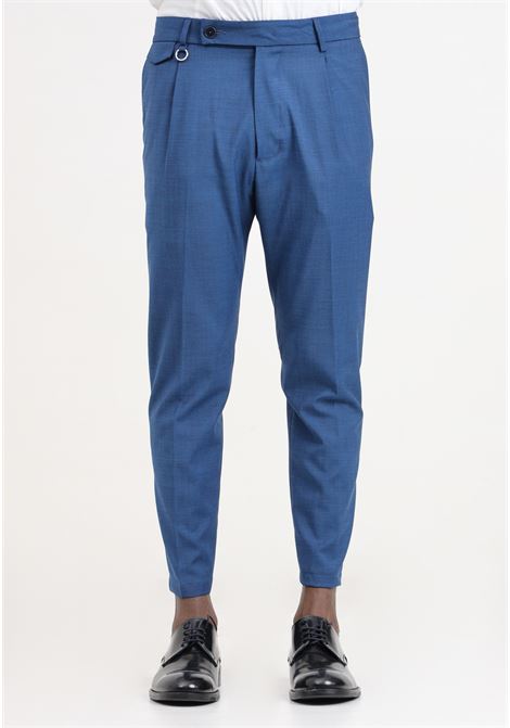 Blue men's trousers with decorative ring on the front GOLDEN CRAFT | Pants | GC1PSS246658E013