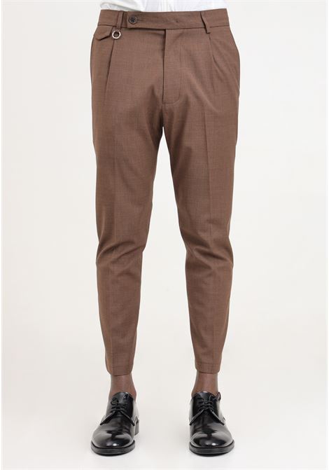 Brown men's trousers with decorative ring on the front GOLDEN CRAFT | GC1PSS246658M074