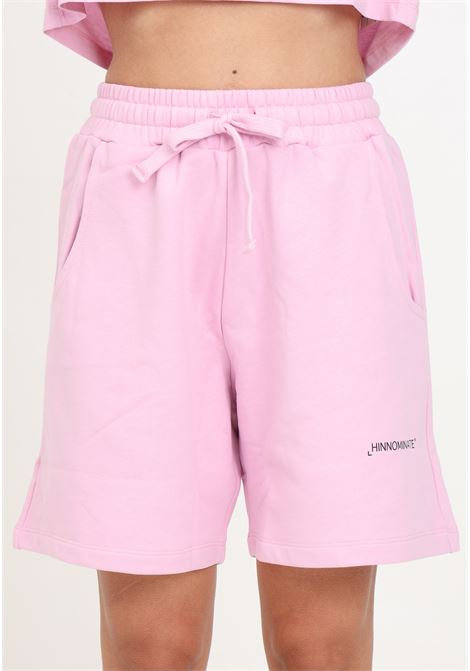 Bermuda da donna rosa tiariè con stampa logo HINNOMINATE | Shorts | HMABW00123-PTTS0032RO10