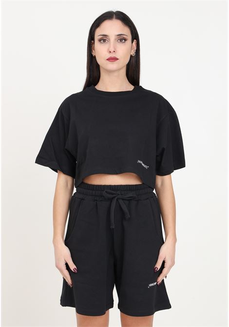 T-shirt da donna nera crop a mezza manica HINNOMINATE | T-shirt | HMABW00125-PTTS0043NE01