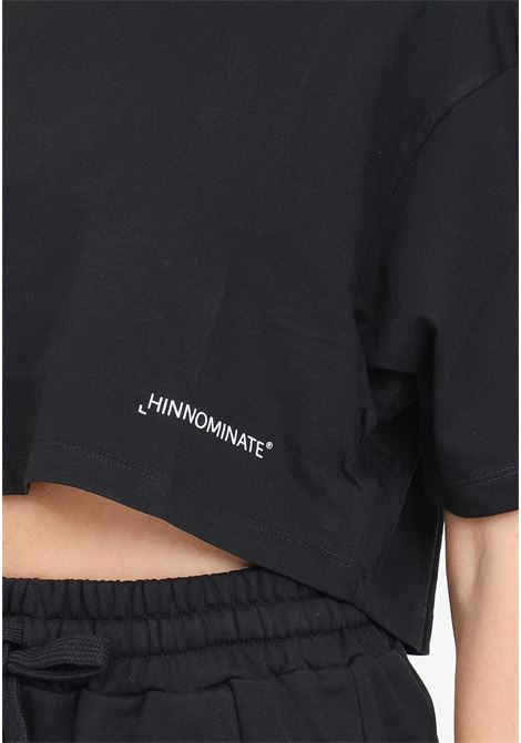 Black crop half-sleeve women's t-shirt HINNOMINATE | T-shirt | HMABW00125-PTTS0043NE01