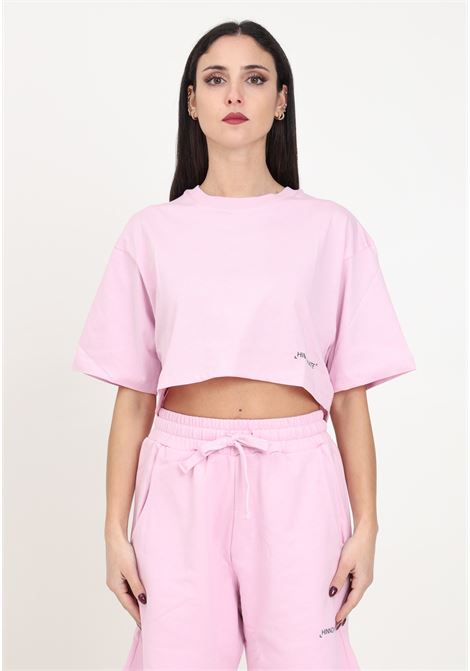 Pink tiaré cropped half-sleeve women's t-shirt HINNOMINATE | T-shirt | HMABW00125-PTTS0043RO10