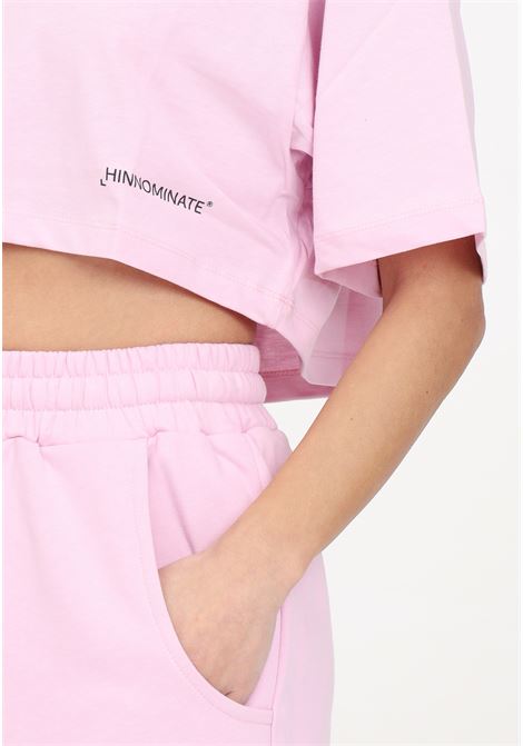 Pink tiaré cropped half-sleeve women's t-shirt HINNOMINATE | T-shirt | HMABW00125-PTTS0043RO10