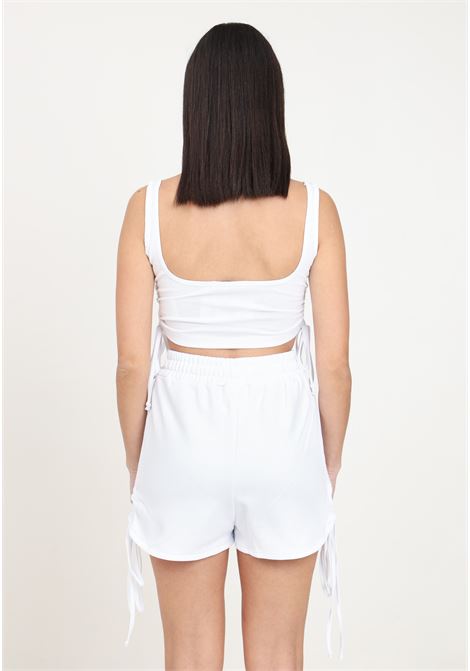 Shorts da donna bianchi con arricciature laterali e coulisse HINNOMINATE | HMABW00145-PTTS0032BI01