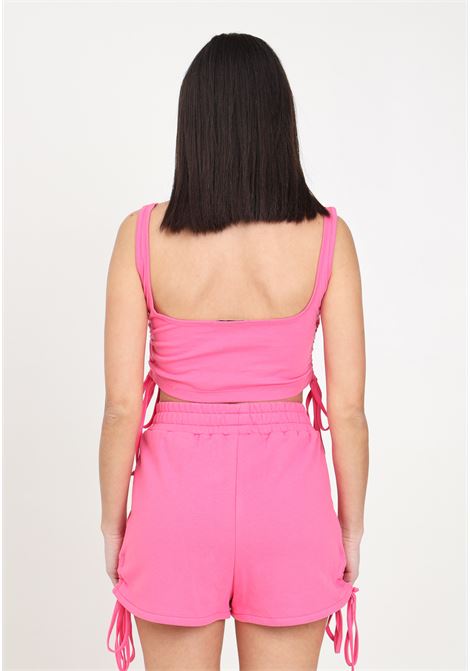 Shorts da donna rosa geranio con arricciature laterali e coulisse HINNOMINATE | HMABW00145-PTTS0032VI16