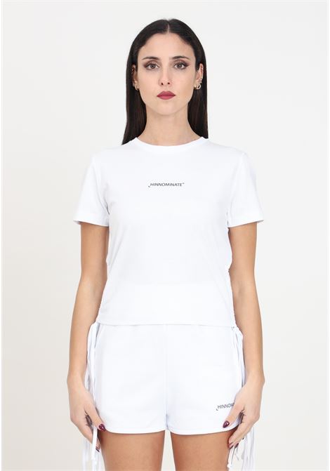 T-shirt da donna bianca a mezza manica con arricciature HINNOMINATE | T-shirt | HMABW00146-PTTS0043BI01