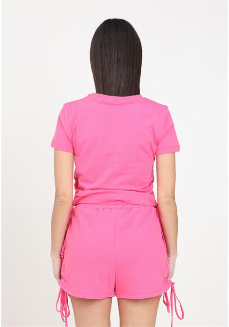 T-shirt da donna rosa geranio a mezza manica con arricciature HINNOMINATE | T-shirt | HMABW00146-PTTS0043VI16