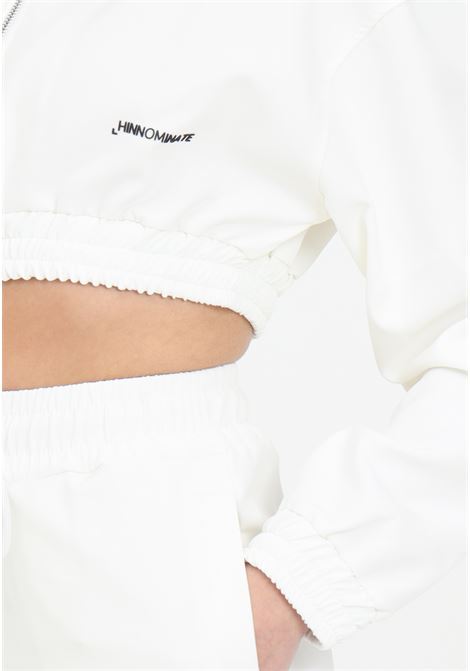 White crop women's sweatshirt in technical fabric HINNOMINATE | Hoodie | HMABW00153-PTTN0042BI01