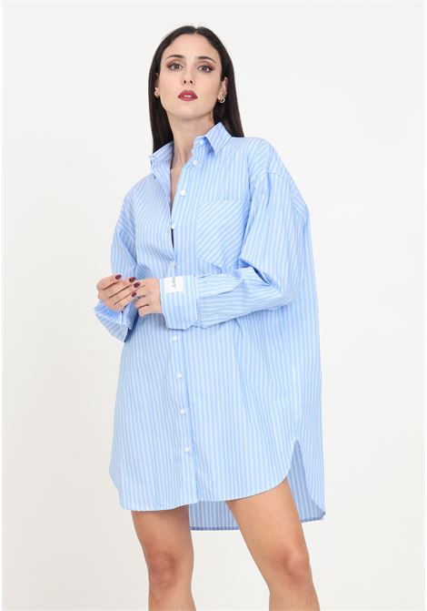 Women's white and light blue striped shirt dress HINNOMINATE | Dresses | HMABW00232-PTTS0231BL02