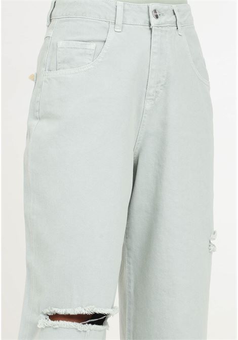 Jeans da donna in bull denim con strappi sul davanti verde aloe HINNOMINATE | Jeans | HNW1592VE15