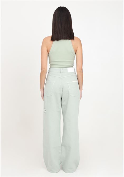 Women's jeans in aloe green bull denim with rips on the front HINNOMINATE | HNW1592VE15