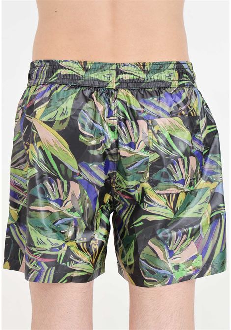 Black men's swim shorts with all-over contrasting leaf print I'M BRIAN | Beachwear | BC2953PALME