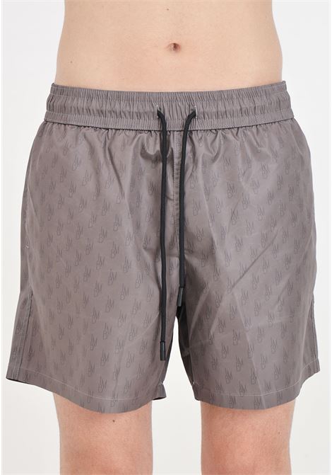 Beige men's swim shorts with all-over monogram print I'M BRIAN | BC2958ALL OVER