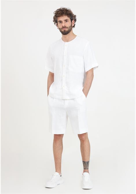 Cream men's shorts with metal detail I'M BRIAN | BE2833PANNA