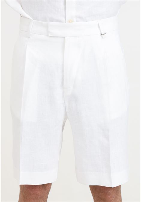 Cream men's shorts with metal detail I'M BRIAN | Shorts | BE2833PANNA
