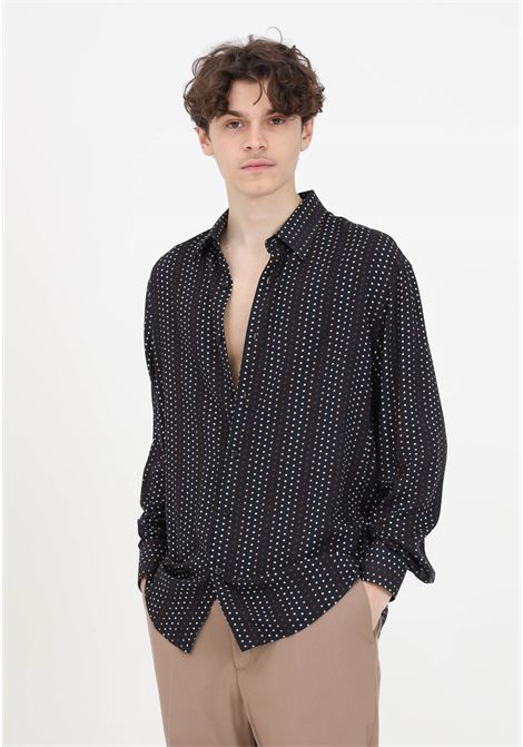 Blue men's shirt with multicolor square pattern I'M BRIAN | CA28770028