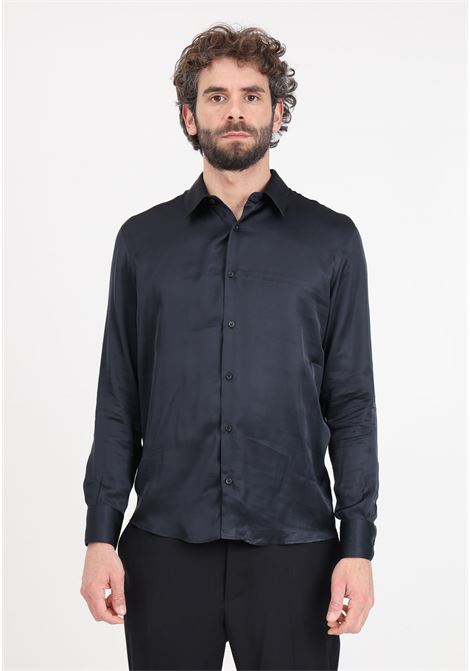 Black men's shirt with logo buttons on the front I'M BRIAN | CA2891009