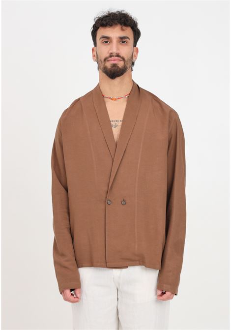 Brown men's shirt with shawl collar I'M BRIAN | Shirt | CA2898020