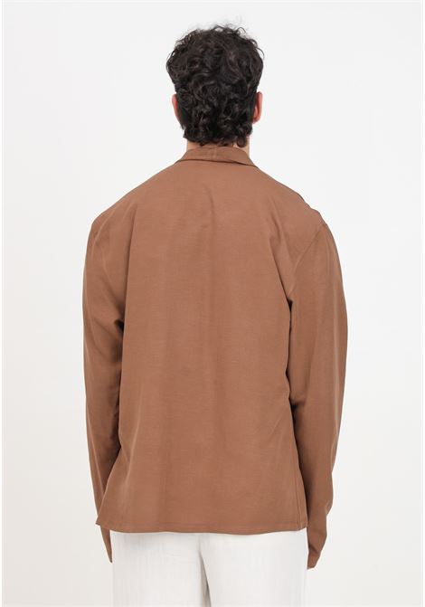 Brown men's shirt with shawl collar I'M BRIAN | Shirt | CA2898020