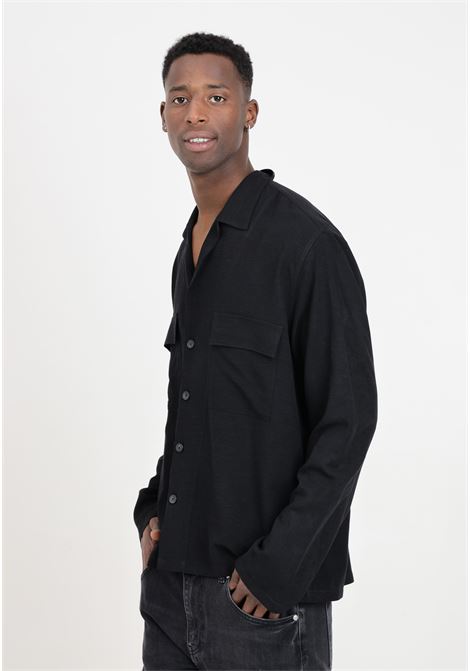 Black men's shirt with pockets on the front I'M BRIAN | CA2899009