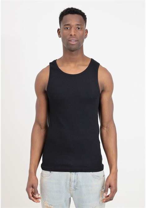Black ribbed men's sleeveless t-shirt I'M BRIAN | CN2903009