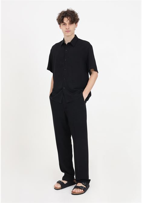Black linen blend men's trousers I'M BRIAN | PA2812009