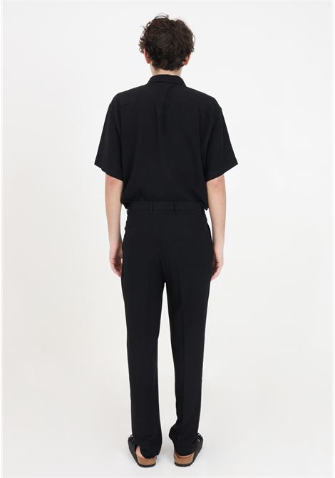 Black linen blend men's trousers I'M BRIAN | Pants | PA2812009
