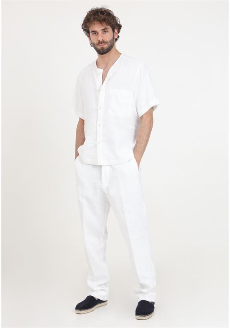 White men's trousers with golden metal strap detail I'M BRIAN | PA2832002