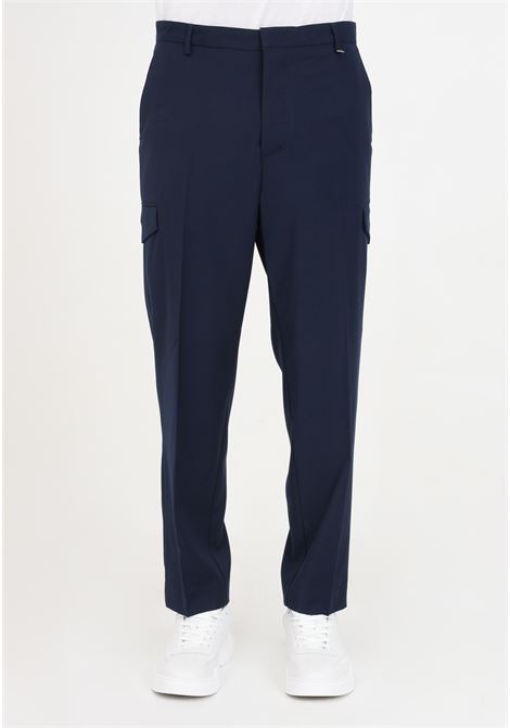 Regular fit blue men's cargo trousers I'M BRIAN | PA2847005