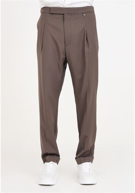 Brown men's trousers with pleats I'M BRIAN | Pants | PA2857020