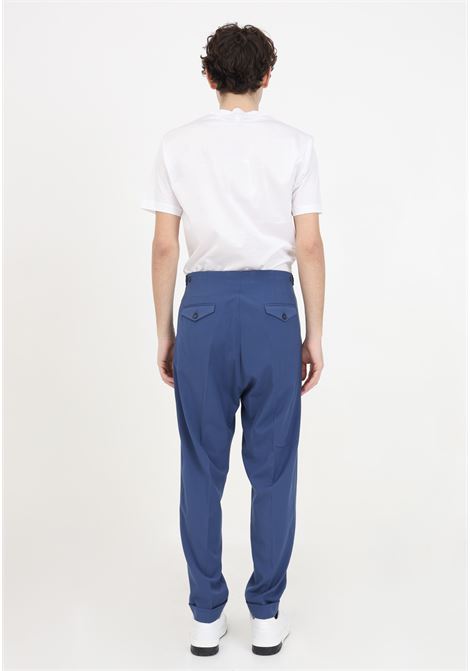 Blue men's trousers with pleats I'M BRIAN | PA2857AVION