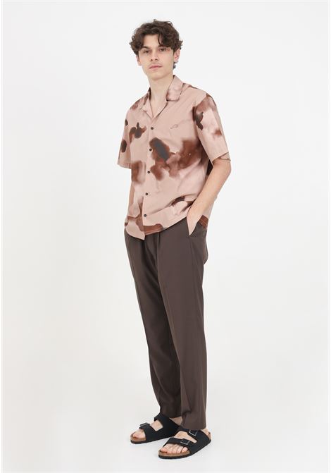 Brown men's pleated trousers I'M BRIAN | Pants | PA2858020