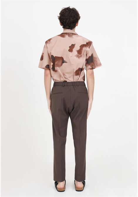Brown men's pleated trousers I'M BRIAN | Pants | PA2858020
