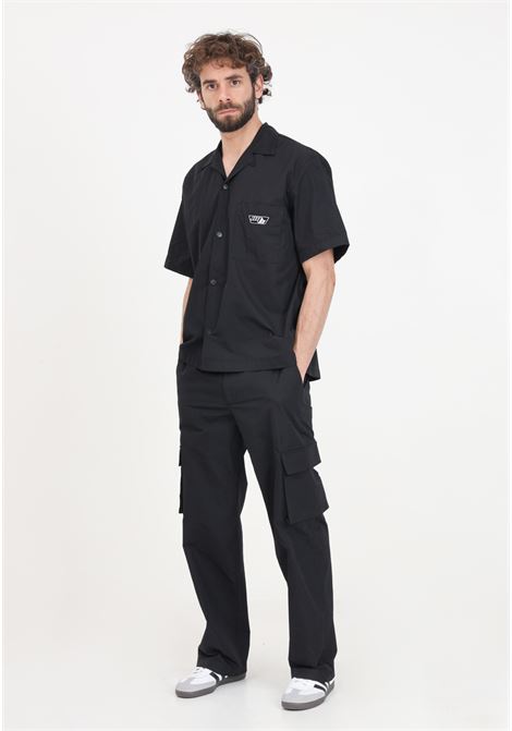 Black men's trousers with large cargo pockets and side logo patch I'M BRIAN | Pants | PA2861009