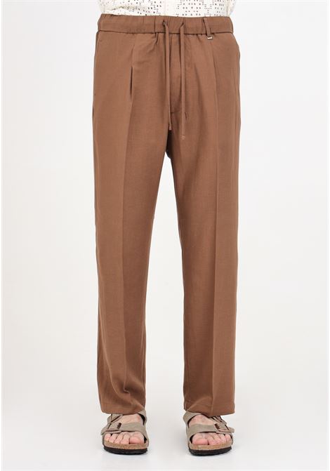 Brown men's trousers with elastic waist I'M BRIAN | Pants | PA2866020