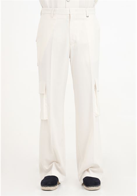 Casual cream men's cargo trousers I'M BRIAN | Pants | PA2965PANNA