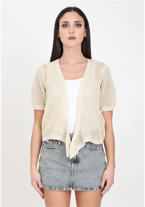 Sand colored women's cardigan with perforated texture JDY | 15288629Sandshell