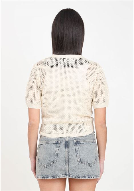 Sand colored women's cardigan with perforated texture JDY | Cardigan | 15288629Sandshell