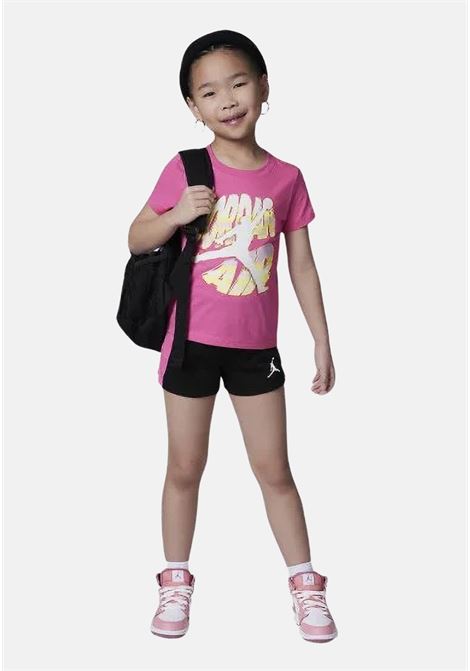 Fuchsia and black outfit for girls with logo print JORDAN | 35D179023
