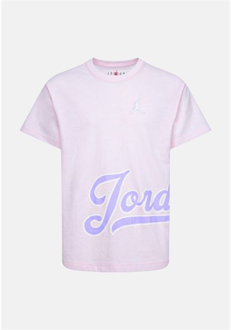T-shirt da bambina rosa con stampa logo in viola JORDAN | 45C992AG0