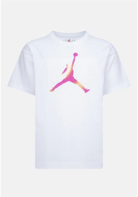 T-shirt a manica corta bianca da bambina con stampa logo Jumpman JORDAN | 45D166001